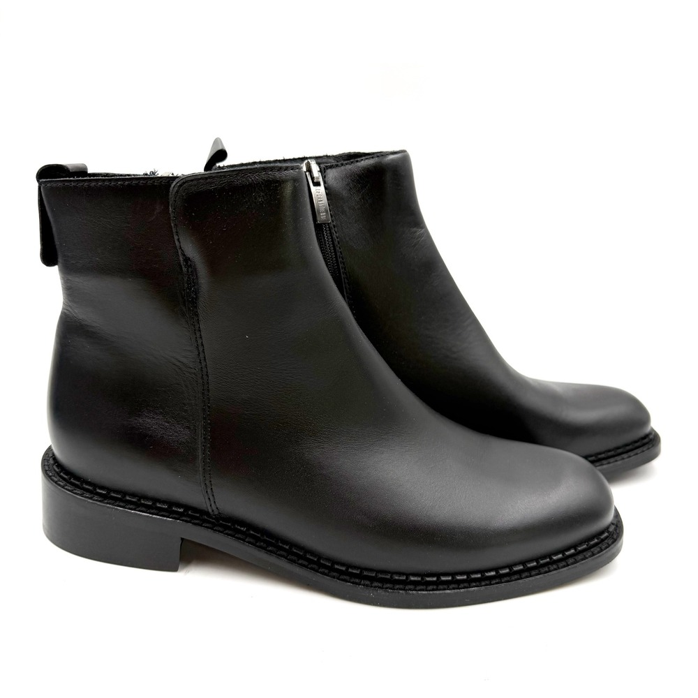 La Canadienne Sawyer Boots Black Leather Ankle Low Block Heel Womens Sz 8